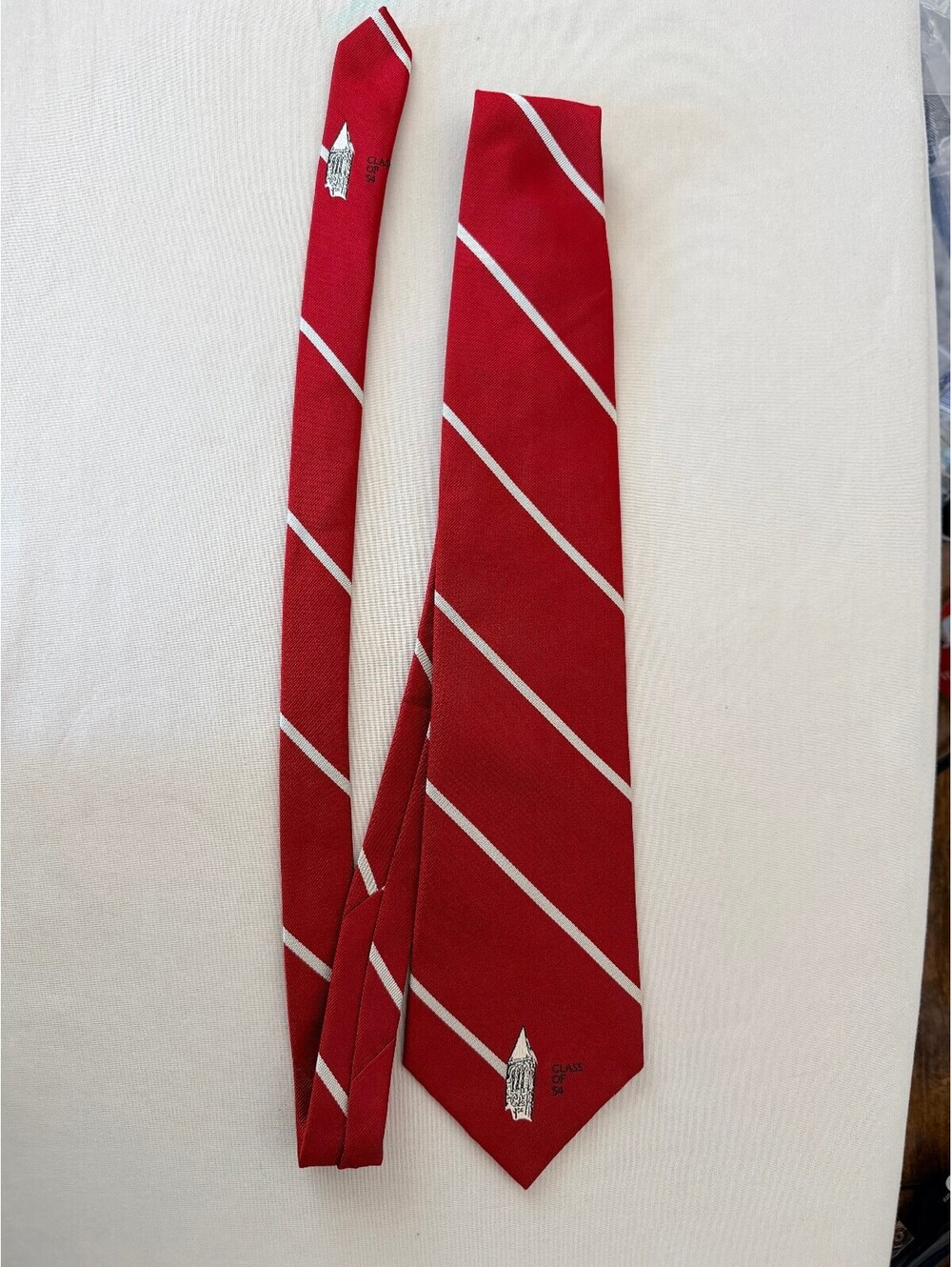 Ivy Essentials 100% Silk Red Striped Class of 54 Men's Necktie Preppy - Picture 4 of 4